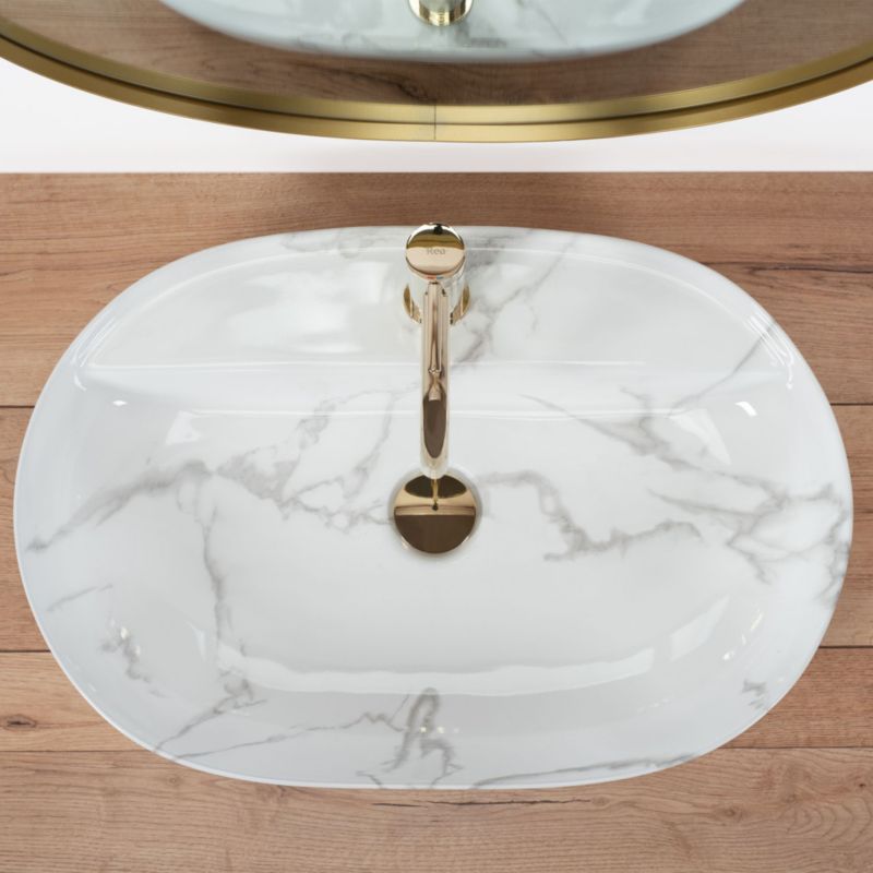 Rea Aura bordmonteret vask 61 Marmo Shiny oval hvid 60,5 x 40,5 x 13,5 cm 1 stk