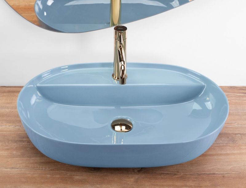 Rea Aura oval bordmonteret vask 61 x 41 x 13 cm, lyseblå