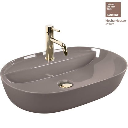 Rea Aura 61 bordmonteret vask, skinnende oval, beige, 61 x 41 x 13 cm, 1 stk