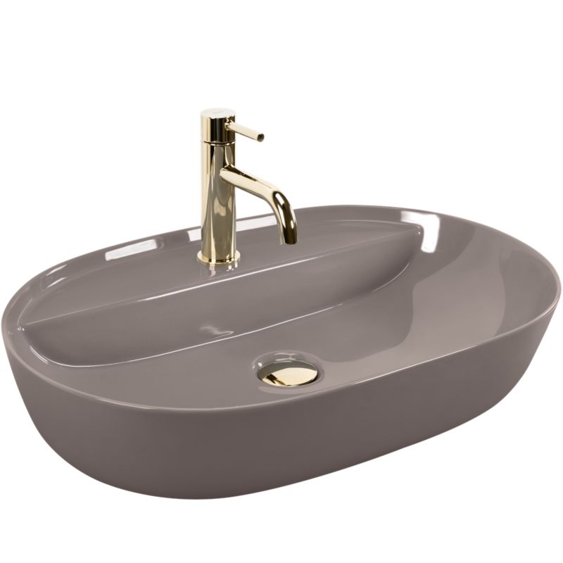 Rea Aura 61 bordmonteret vask, skinnende oval, beige, 61 x 41 x 13 cm, 1 stk