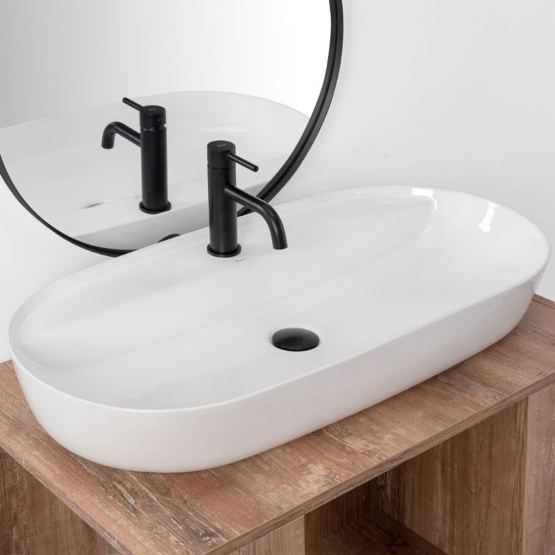 Rea Aura ovalt bordmonteret vask 81 x 41 x 14 cm hvid 1 stk