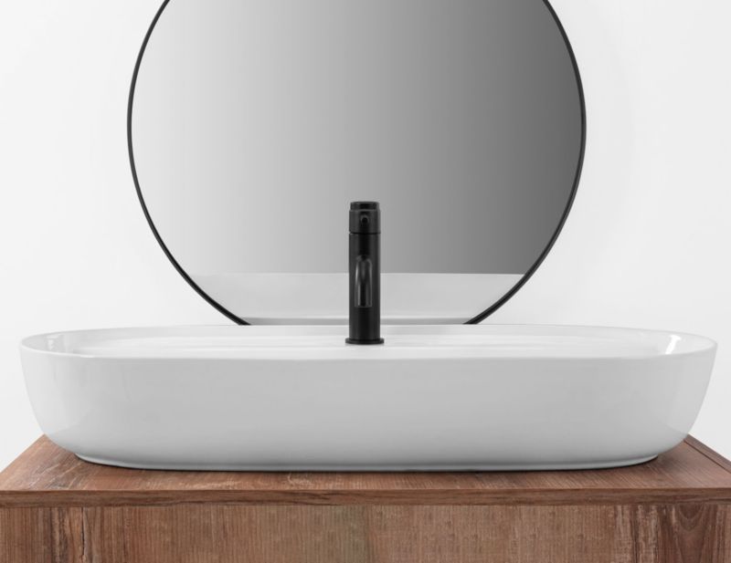 Oval Keramisk Håndvask 41x14 cm Hvid Blank