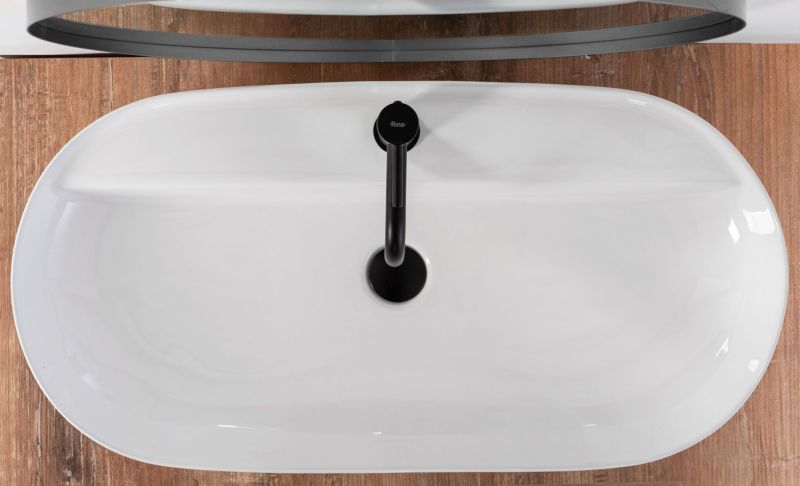 Rea Aura ovalt bordmonteret vask 81 x 41 x 14 cm hvid 1 stk