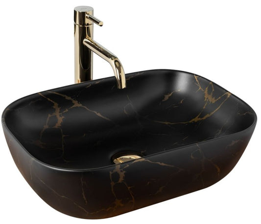 Rea Belinda Marble Matt bordmonteret vask rektangulær sort 46,5 x 33,5 x 13,5 cm 1 stk