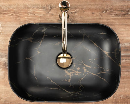 Rea Belinda Marble Matt bordmonteret vask rektangulær sort 46,5 x 33,5 x 13,5 cm 1 stk