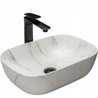 Belinda Marble bordmonteret vask rektangulær hvid 46,5 x 33,5 x 13,5 cm 1 stk