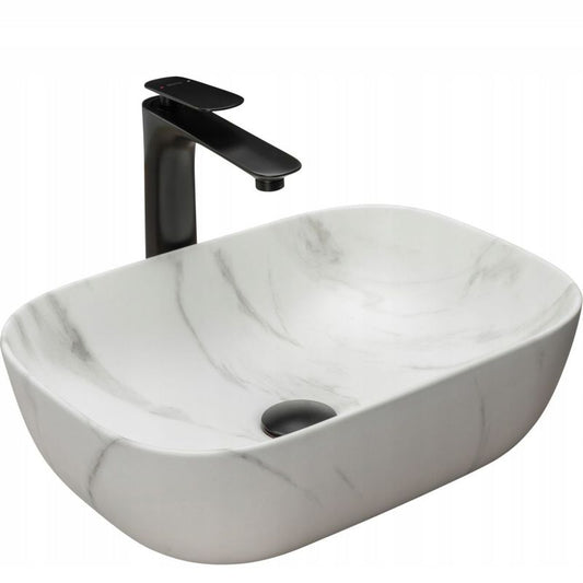Belinda Marble bordmonteret vask rektangulær hvid 46,5 x 33,5 x 13,5 cm 1 stk