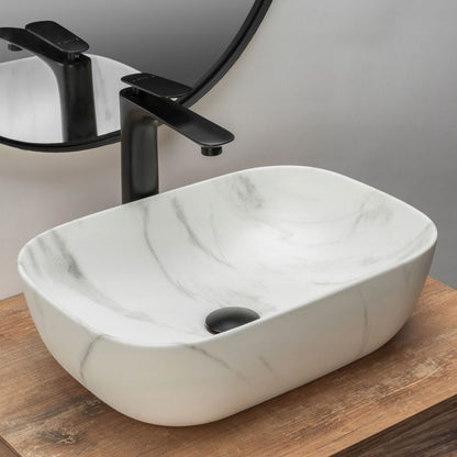 Belinda Marble bordmonteret vask rektangulær hvid 46,5 x 33,5 x 13,5 cm 1 stk