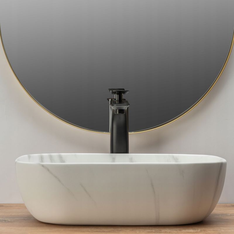 Belinda Marble bordmonteret vask rektangulær hvid 46,5 x 33,5 x 13,5 cm 1 stk