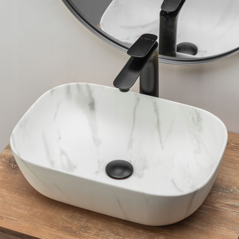 Belinda Marble bordmonteret vask rektangulær hvid 46,5 x 33,5 x 13,5 cm 1 stk