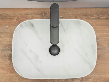 Belinda Marble bordmonteret vask rektangulær hvid 46,5 x 33,5 x 13,5 cm 1 stk