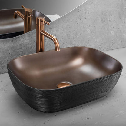 Rea Belinda oval bordmonteret vask i børstet kobber 46,5 x 33 x 13,5 cm, 1 stk