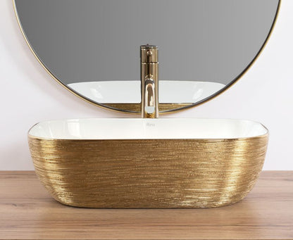 Rea Belinda rektangulær bordmonteret vask hvid-guld 46,5 x 33,5 x 13,5 cm 1 stk