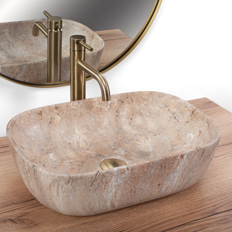 Rea Belinda Savana bordmonteret vask rektangulær beige 46,5 x 33,5 x 13,5 cm 1 stk