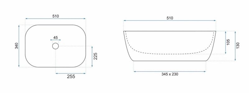Claudia oval bordmonteret vask i hvid 51 x 34 x 13 cm - 1 stk