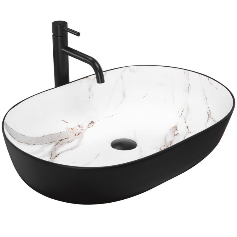 Rea Cleo 61 / Aiax oval bordmonteret vask sort 60,5 x 41 x 14 cm 1 stk