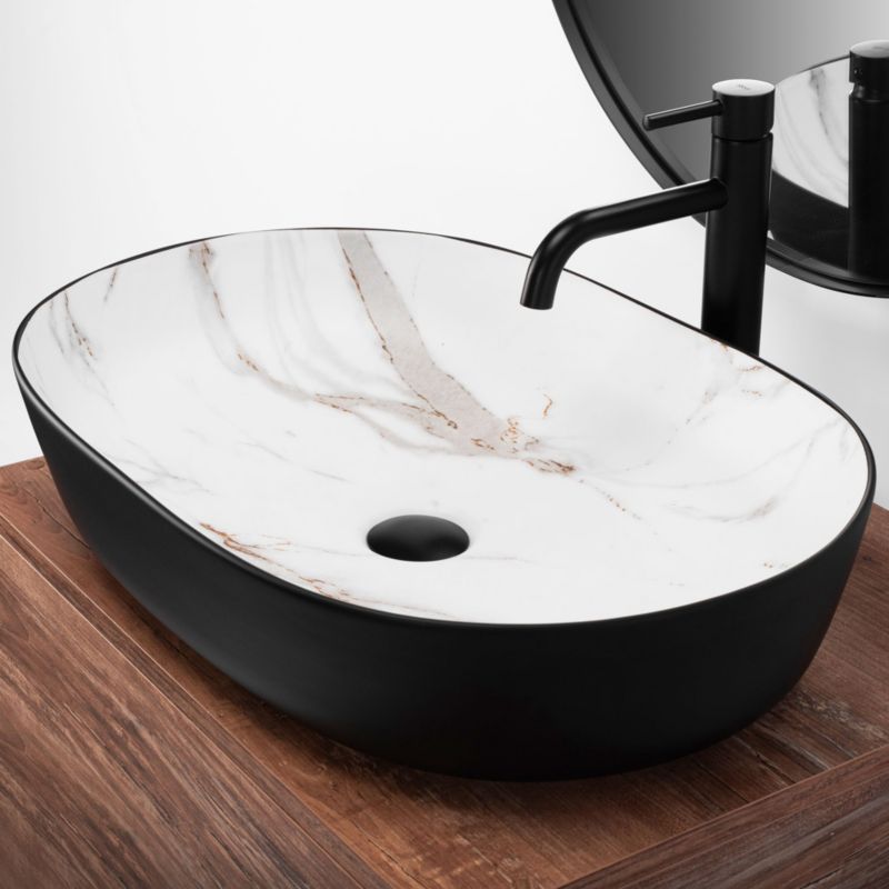 Rea Cleo 61 / Aiax oval bordmonteret vask sort 60,5 x 41 x 14 cm 1 stk