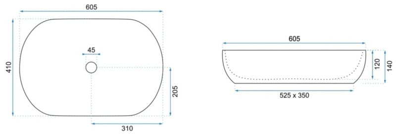 Rea Cleo 61 Oval bordmonteret vask hvid 60,5 x 41 x 14 cm 1 stk