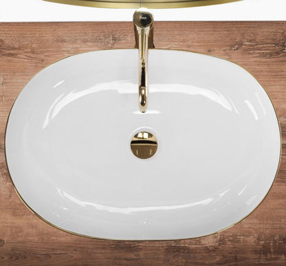 Rea Cleo 61 Oval bordmonteret vask hvid-guld 60,5 x 41 x 14 cm 1 stk
