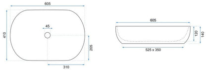 Rea Cleo 61 Oval bordmonteret vask sort-guld 60,5 x 41 x 14 cm 1 stk