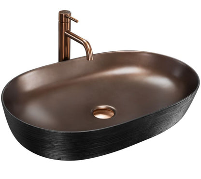Bordmonteret vask Rea Cleo 61 oval i børstet kobber-sort 60,5 x 45 x 10 cm, 1 stk