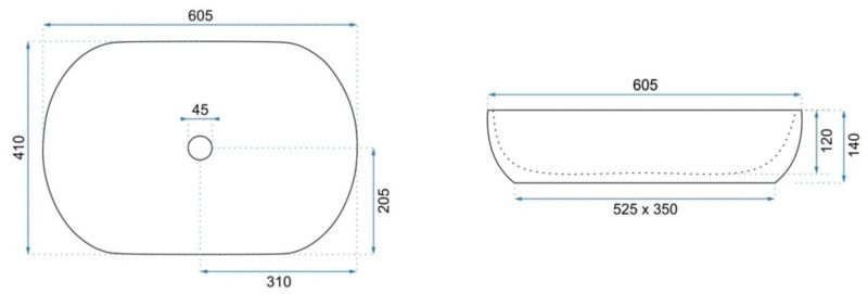 Bordmonteret vask Rea Cleo 61 oval i børstet kobber-sort 60,5 x 45 x 10 cm, 1 stk