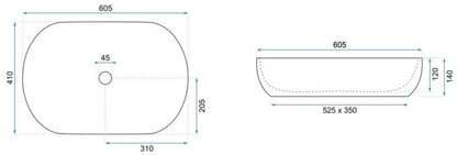 Bordmonteret vask Rea Cleo 61 oval i børstet kobber-sort 60,5 x 45 x 10 cm, 1 stk