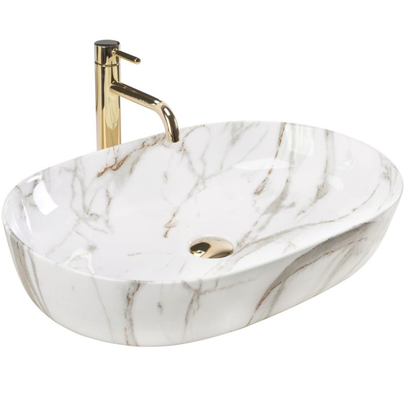 Umywalka Nablatowa Rea Cleo 61 Shiny Aiax Owalna Biały 60,5X41X14Cm 1 Szt