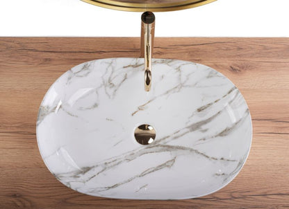 Umywalka Nablatowa Rea Cleo 61 Shiny Aiax Owalna Biały 60,5X41X14Cm 1 Szt