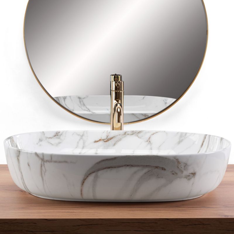 Umywalka Nablatowa Rea Cleo 61 Shiny Aiax Owalna Biały 60,5X41X14Cm 1 Szt