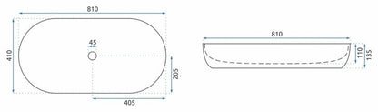 Bordmonteret vask Rea Cleo 81 oval hvid 81 x 41 x 13,5 cm 1 stk