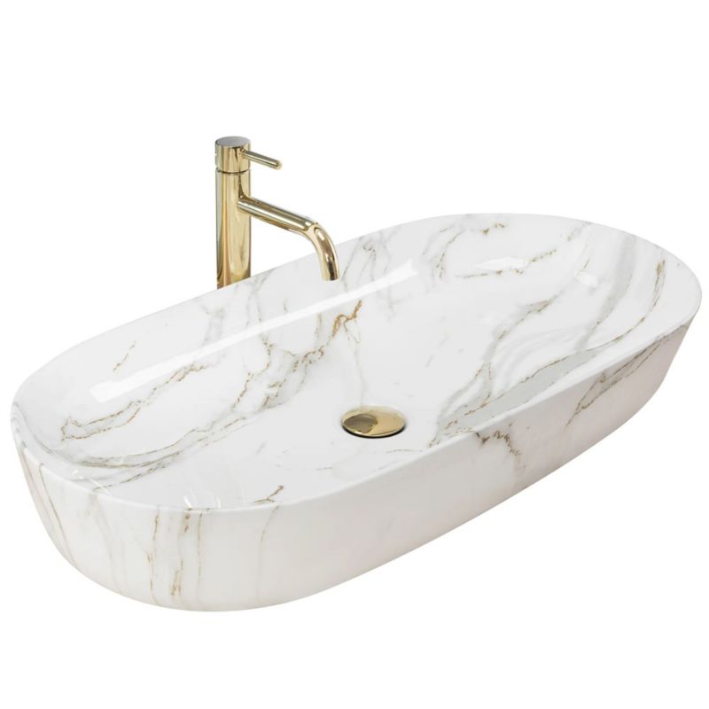 Bordmonteret vask Rea Cleo 81 Shiny Aiax oval hvid 81 x 41 x 13,5 cm 1 stk