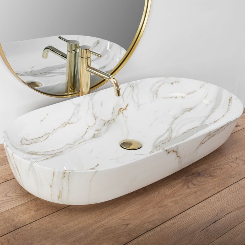 Bordmonteret vask Rea Cleo 81 Shiny Aiax oval hvid 81 x 41 x 13,5 cm 1 stk
