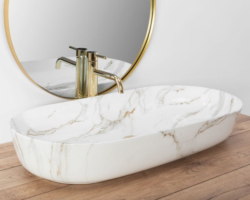 Bordmonteret vask Rea Cleo 81 Shiny Aiax oval hvid 81 x 41 x 13,5 cm 1 stk