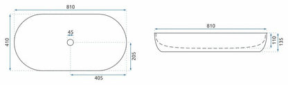 Bordmonteret vask Rea Cleo 81 Shiny Aiax oval hvid 81 x 41 x 13,5 cm 1 stk