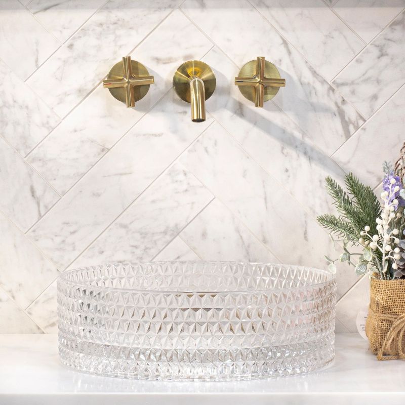 Rea Cristal rund glasvask til bordmontering transparent 35,5 x 33,5 x 11,5 cm 1 stk