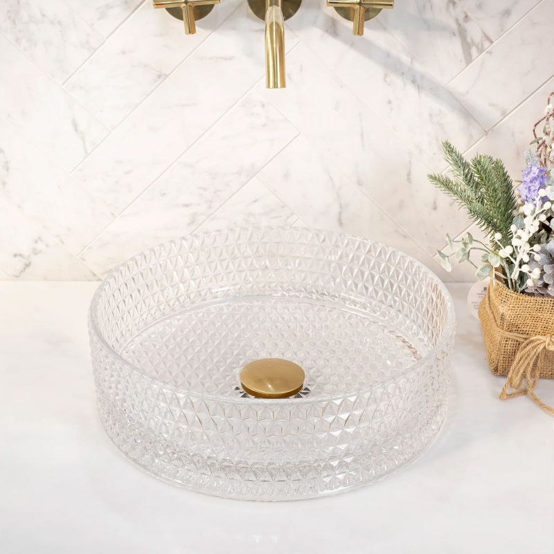 Rea Cristal rund glasvask til bordmontering transparent 35,5 x 33,5 x 11,5 cm 1 stk