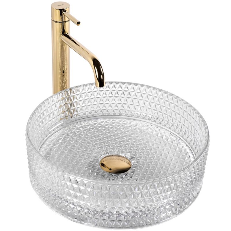 Rea Cristal rund glasvask til bordmontering transparent 35,5 x 33,5 x 11,5 cm 1 stk