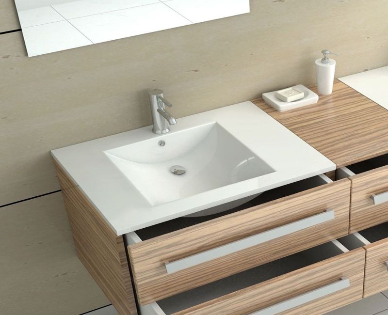 Rea Dafne rektangulær bordmonteret vask hvid 76 x 46,5 x 18 cm 1 stk