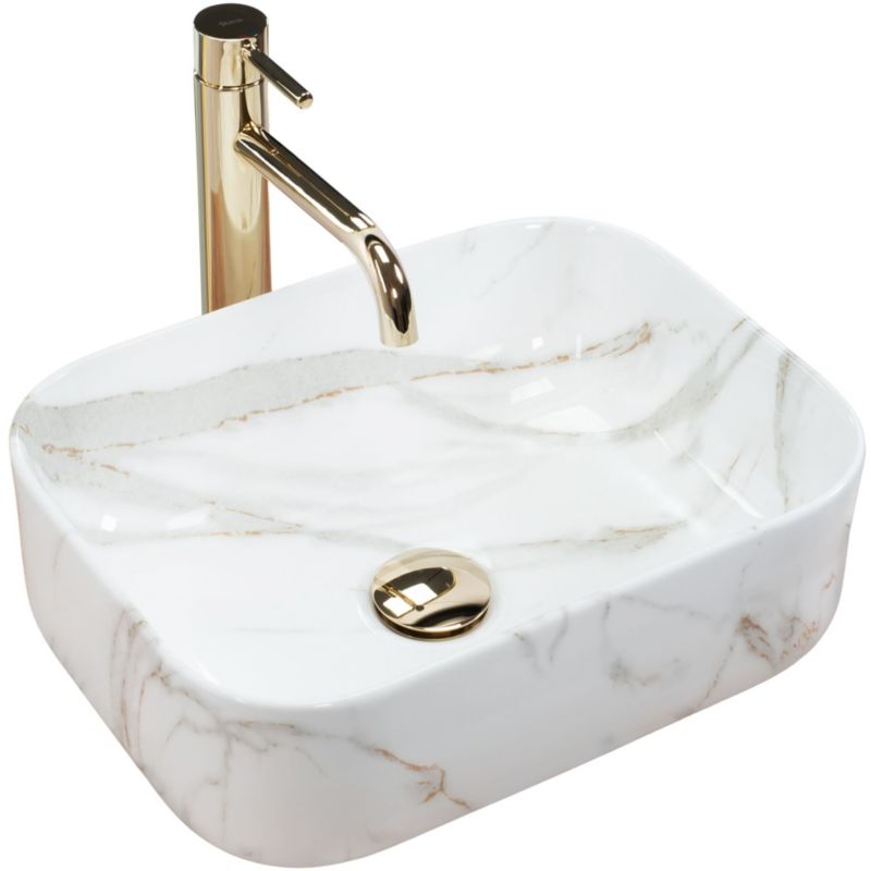 Rea Demi Mini Shiny Aiax rektangulær bordmonteret vask hvid 40,5 x 31 x 14 cm 1 stk