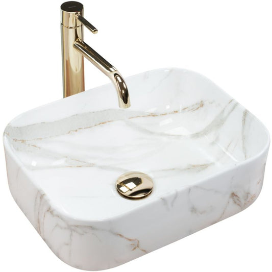 Rea Demi Mini Shiny Aiax rektangulær bordmonteret vask hvid 40,5 x 31 x 14 cm 1 stk