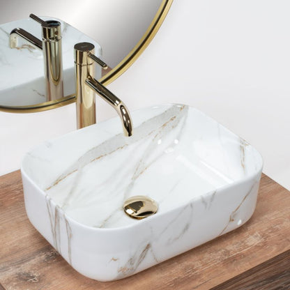 Rea Demi Mini Shiny Aiax rektangulær bordmonteret vask hvid 40,5 x 31 x 14 cm 1 stk