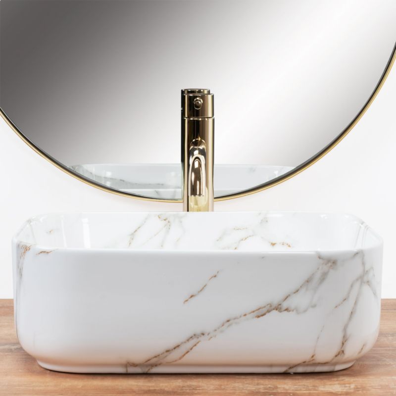 Rea Demi Mini Shiny Aiax rektangulær bordmonteret vask hvid 40,5 x 31 x 14 cm 1 stk