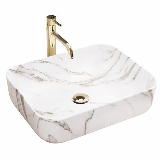 Bordmonteret vask Rea Demi Shiny Aiax rektangulær hvid 51 x 39 x 13,5 cm 1 stk