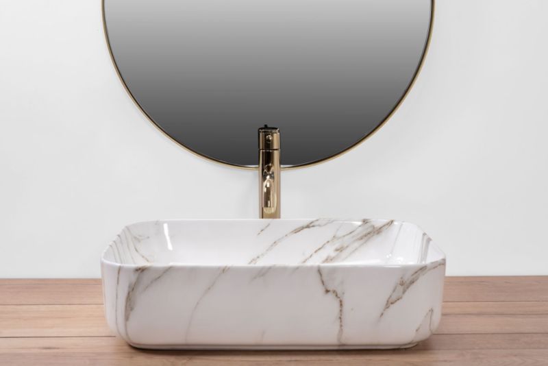 Bordmonteret vask Rea Demi Shiny Aiax rektangulær hvid 51 x 39 x 13,5 cm 1 stk