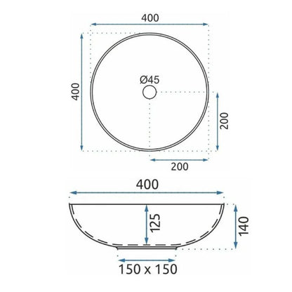 Rea Etno rund bordmonteret vask hvid sort 40 x 40 x 11,5 cm 1 stk