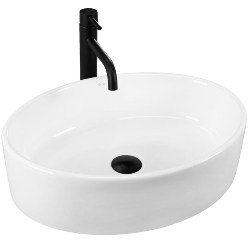 Rea Fonda oval bordmonteret vask hvid 50 x 37 x 14 cm 1 stk