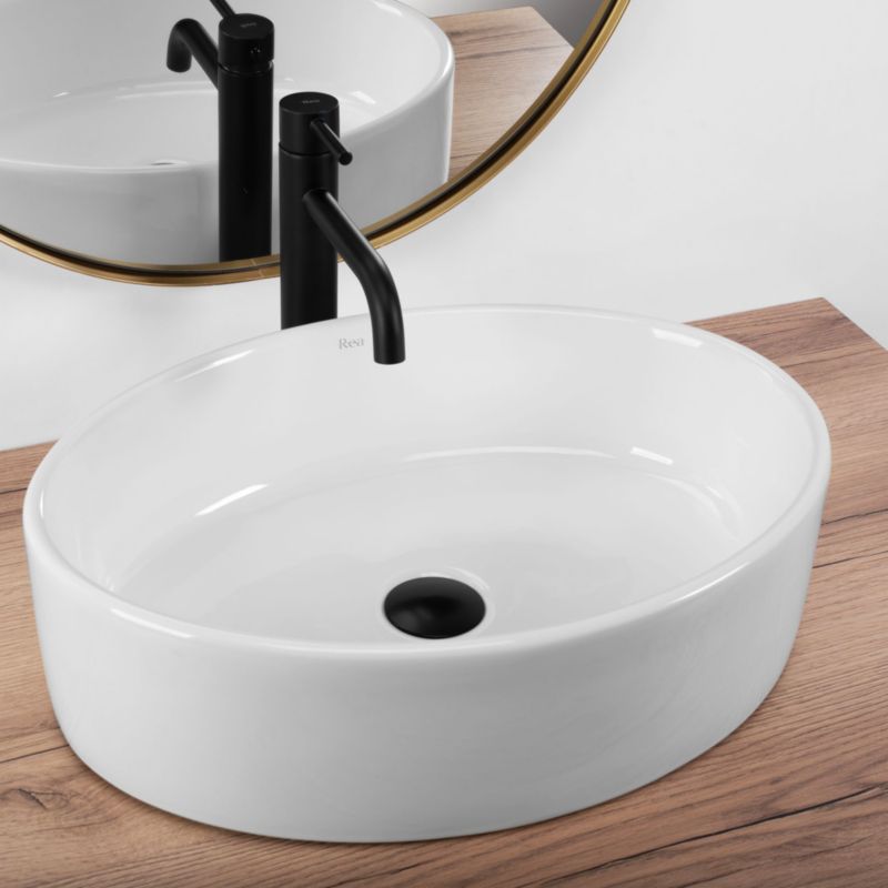 Rea Fonda oval bordmonteret vask hvid 50 x 37 x 14 cm 1 stk