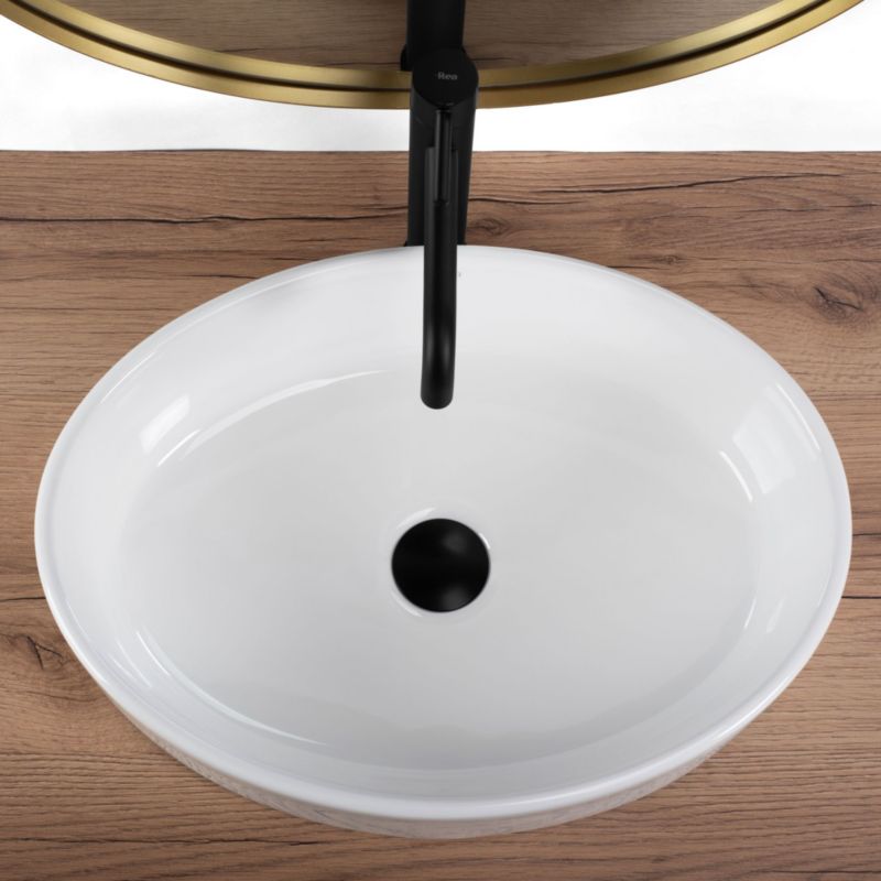 Rea Fonda oval bordmonteret vask hvid 50 x 37 x 14 cm 1 stk