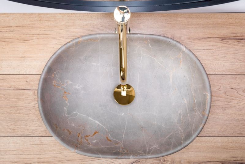 Rea Lara ovalt bordmonteret vask i beige 48,5 x 35 x 13,5 cm, 1 stk